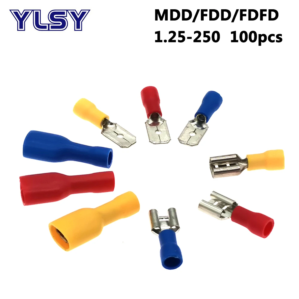 100 шт. 6 3 мм женская модель мужская ФДД/FDFD/фотоэлемент разъем 22 16AWG 0 5 1