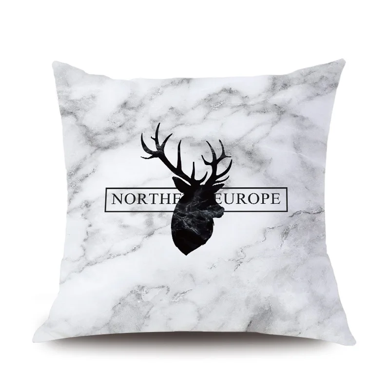 Скандинавский мраморный геометрический чехол для подушки олень розовый черный