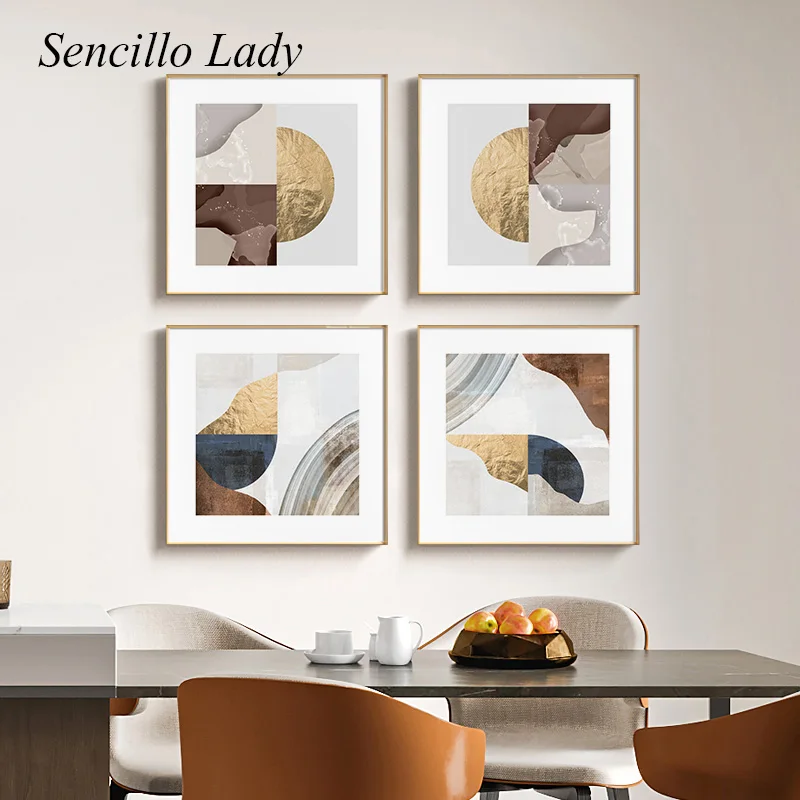 

Абстрактная Картина на холсте геометрическое искусство минималистичный плакат и печать креативная Настенная картина нордическое Совреме...