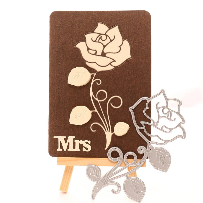 Металлическая вырубка Kokorosa для скрапбукинга с листьями и розами тиснения карт