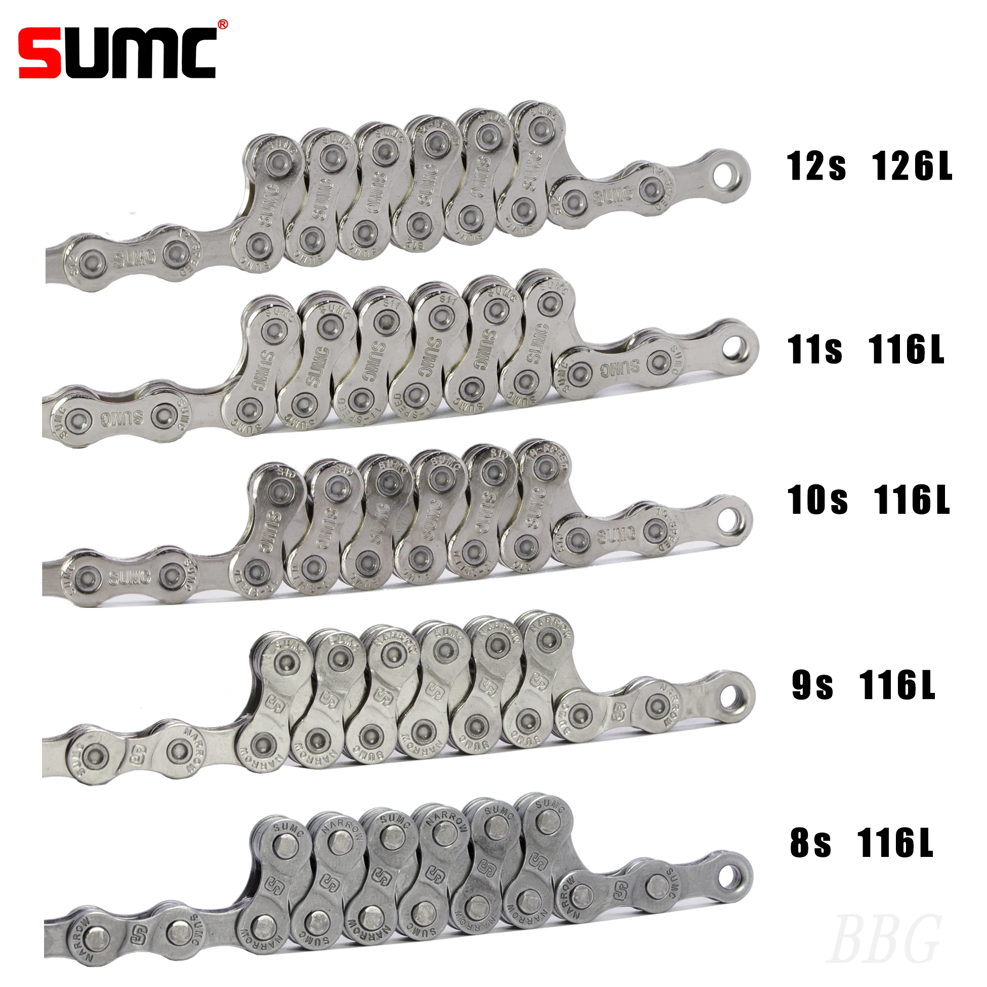 

Bicycle Chain SUMC Mountain Bike Road Bike Shifting 8 9 10 11 12 Speed S Cycling Silver Chain For M8000 M6000 M9100 M610 New