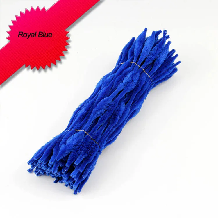 royal blue 100 шт Красочные гофрированные шенилле Стебли трубы скрученный стержень ручной материал, аксессуары для поделок Детские интеллектуальные игрушки Дети - Цвет: royal blue