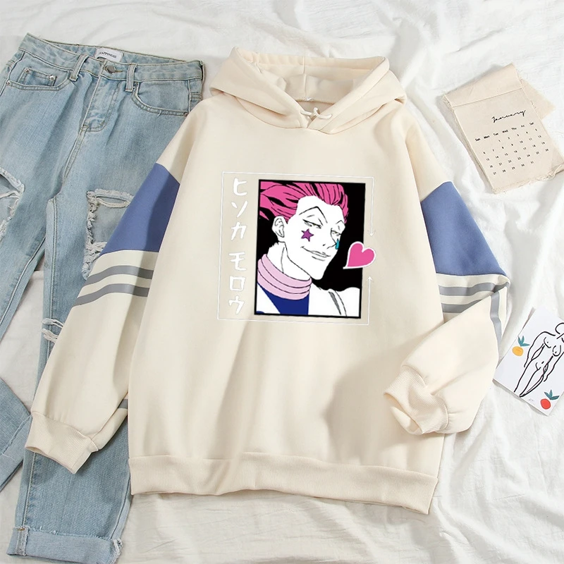 

Толстовка с капюшоном Kpop hunter X hunter Hisoka в стиле оверсайз, свитшоты с длинным рукавом, корейские свободные толстовки, женская повседневная оде...