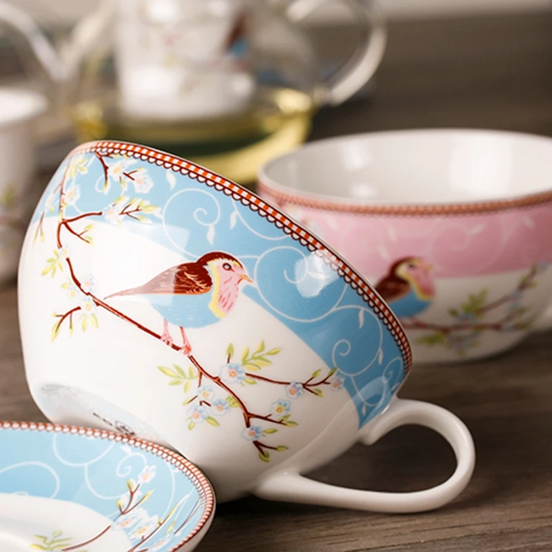 

Ceramic Flower Teapot Flower Bird Cup Saucer Heat-Resistant Glass Pot Set Coffee Cup Afternoon Tea Tea Set