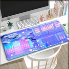 Большой коврик для мыши GuJiaDuo в стиле аниме, ландшафтный, размер Xxl, для ноутбука, ПК, аксессуары для геймеров коврик с клавиатурой, коврик для мыши, настольный игровой коврик для мыши