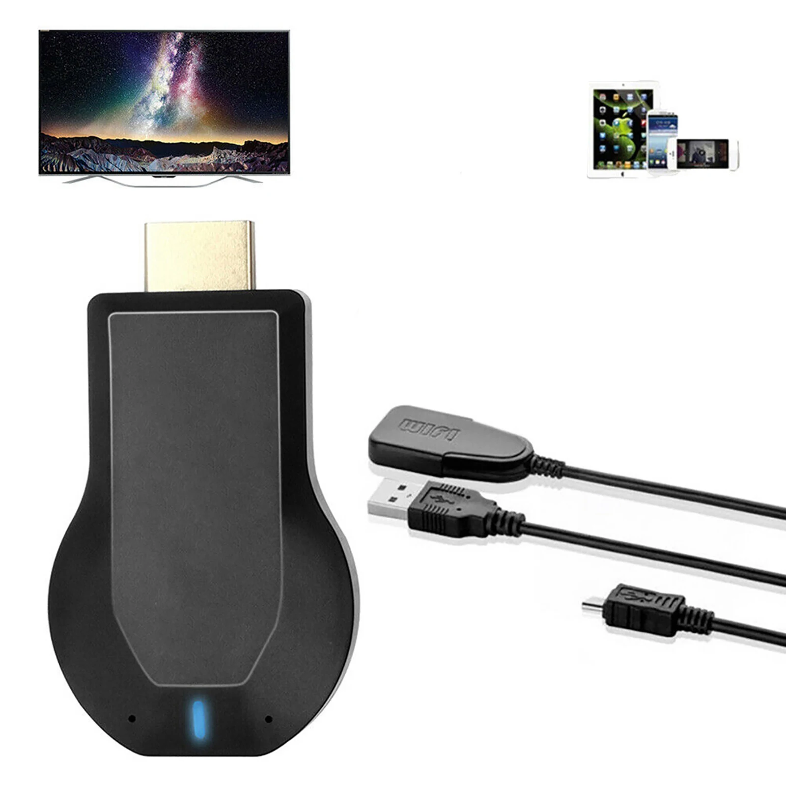 

Беспроводной приемник дисплея, зеркальный экран 1080P HDMI TV Stick с поддержкой Airplay DLNA Miracast