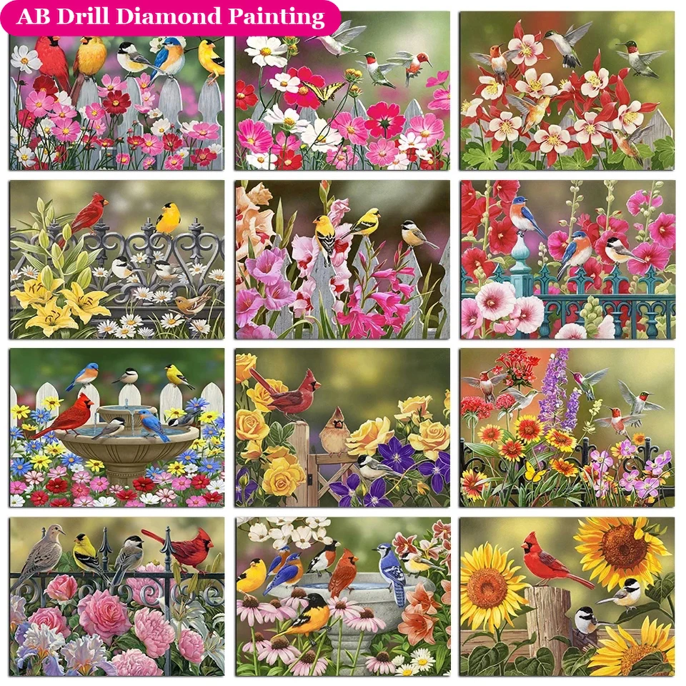 

New Landscape Animal Zipper Bag Full Square/round Diamond Bird AB Diamond Painting Kits Rose Sunflower Diamond Mosaic Home Decor