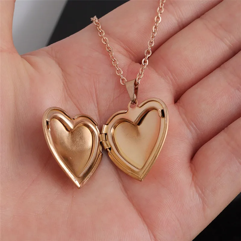 

New Vintage Style Delicate 3 Color Stainless Steel Round Necklace Secret Hiding Place Photo Locket Heart Necklace Photos Box