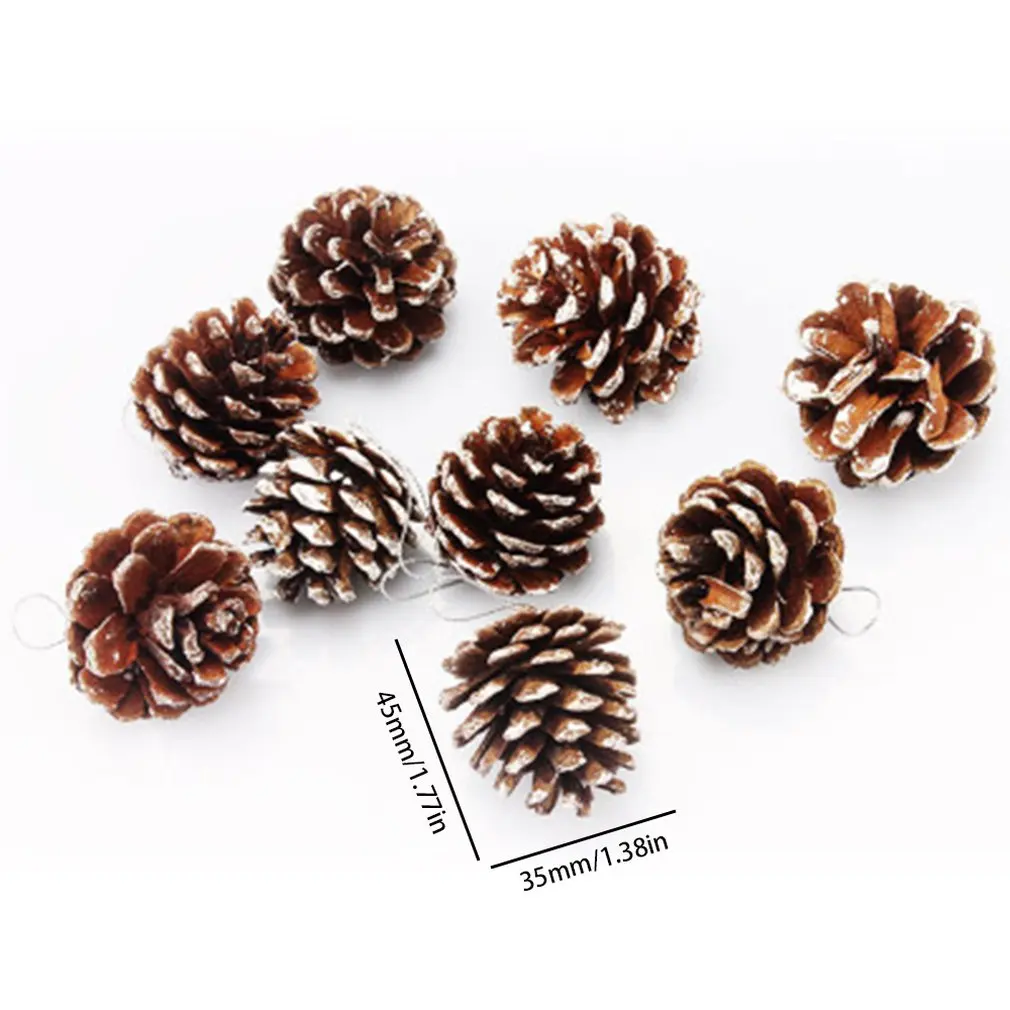 

9PCS Christmas Small Pine Nuts Hangings Christmas Pendant Christmas Tree Ornaments Natural Pine Cones White Paint