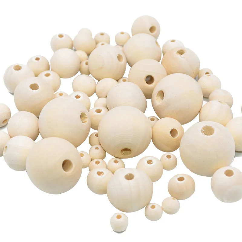 

10-200pcs 8-25mm DIY Natural Wooden Beads Wood Round Ball For Accessories Making Bracelet Necklace Wooden Round Hole Bead Balls