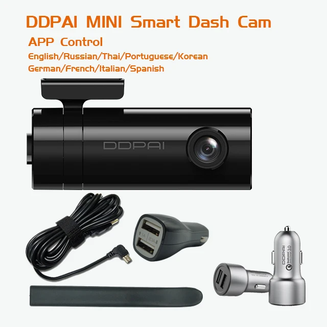 Add DDPai CarCharger Глобальная версия Xiaomi Mijia мини DDPai мини английская DDPai Dash Cam камера Мини корпус интерфейс питания Передняя Задняя запись - Название цвета: Add DDPai CarCharger