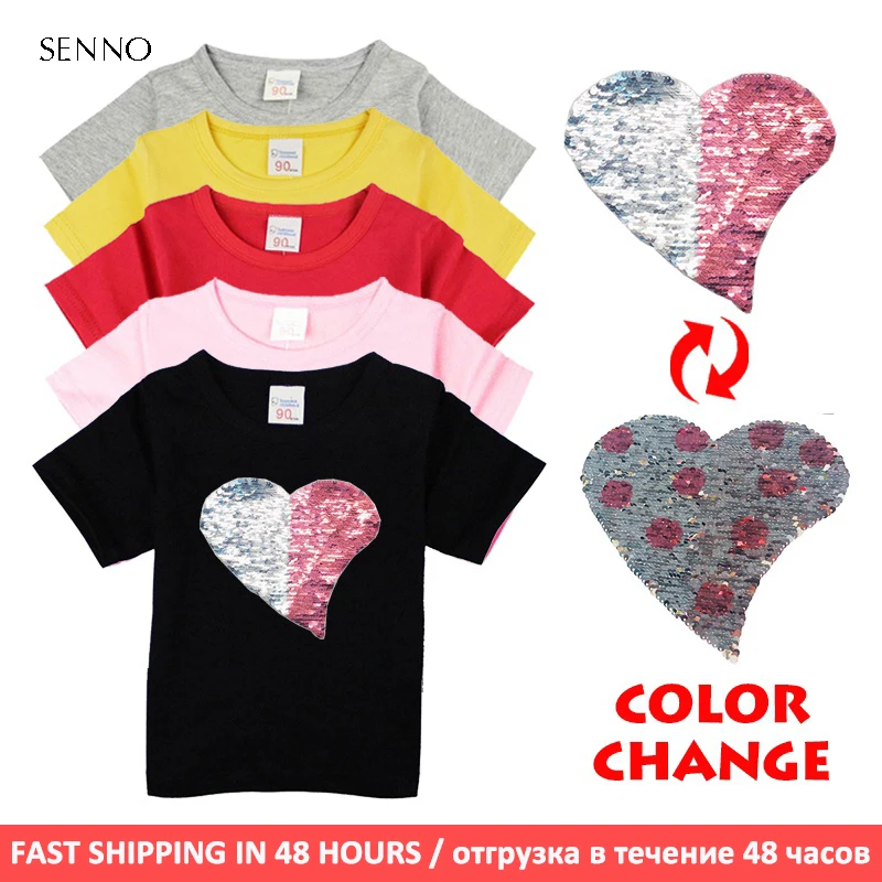 Забавные хлопковые футболки с разноцветными сердечками и блестками футболка