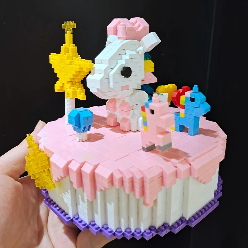 Hsanhe 8624 лошадь свадьба торт Сердце Звезда 3D модель 1910 шт. DIY Мини Алмазные блоки