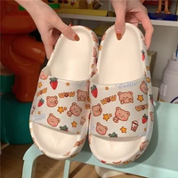 platform bear flip flops women shoes home soft bathroom non slip kawaii cartoon slippers 2021 summer new casual beach sandals