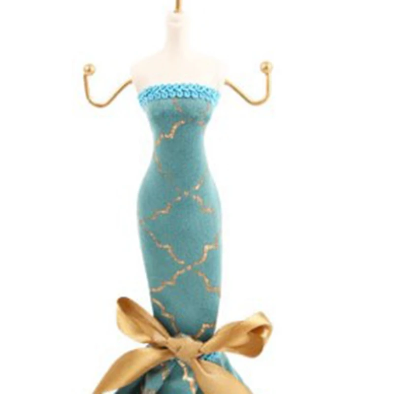 Держатель для ювелирных изделий в форме платья изысканный позолоченный Павлин