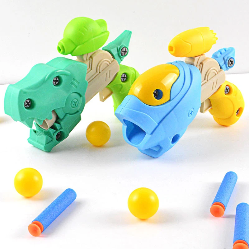 

Children Kids Assembly Toy Gun Cartoon Toy Gun Cute Animal Toy Pistol Soft Foam Bullet Guns Plastic Ball Launcher Toy Kids Gift