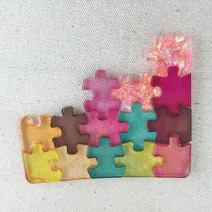 

New Puzzle Piece Gemstone Crystal Epoxy Resin Mold Diy Jewelry Pendant Making Tools Epoxy Clear Silicone Mould