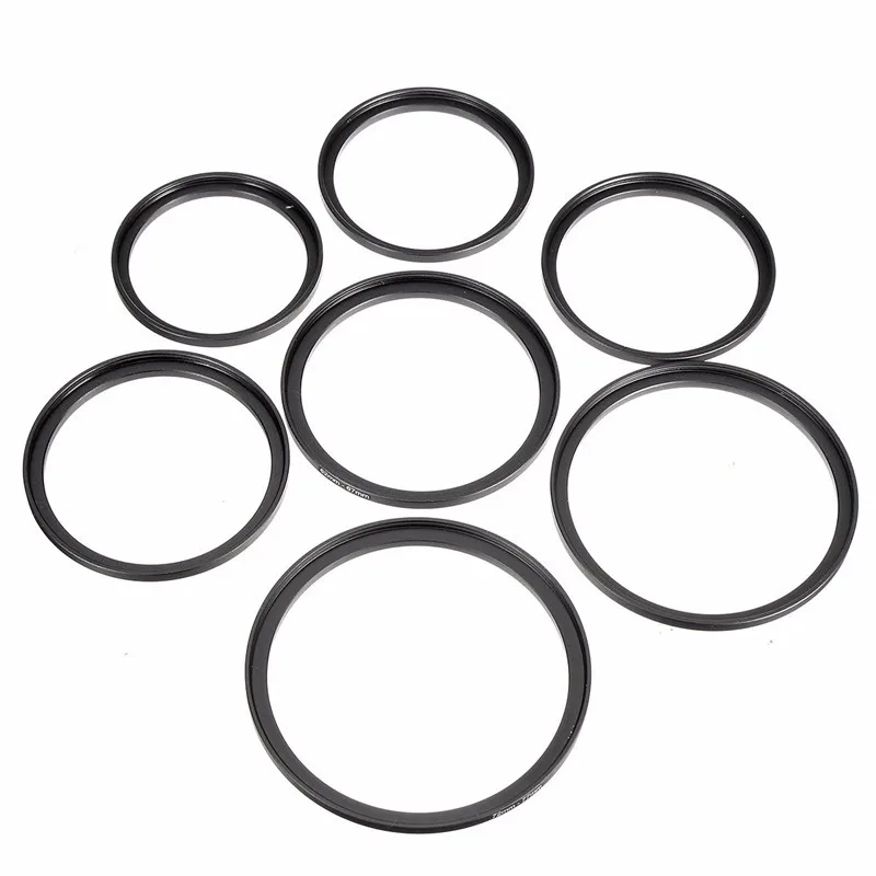 

7 Pcs Set Aluminum Universal Lens Adapter Step up Rings Filter Set 49-52-55-58-62-67-72-77 mm 49mm-77mm Photography Accessories