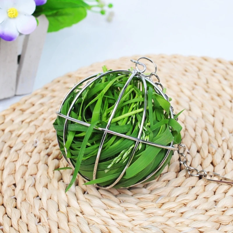 Stainless Steel Rabbit Feeder Ball Bunny Hay Grass Shelf Rack Toy Round Feed Dispenser Exercise Hanging Straw Holder for Hamster | Дом и сад