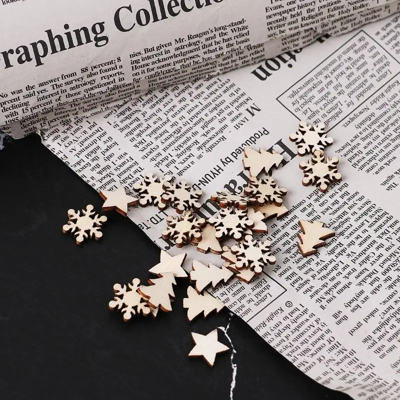 50 шт. лазерная резка декор из дерева Деревянный зимний фестиваль Рождественская