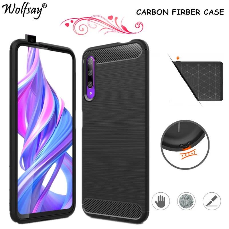 

Carbon Fiber Cover For Huawei Honor 9X Pro Case Rubber Silicone Bumper Shockproof Case Honor 9X Pro Case For Huawei Honor 9X Pro