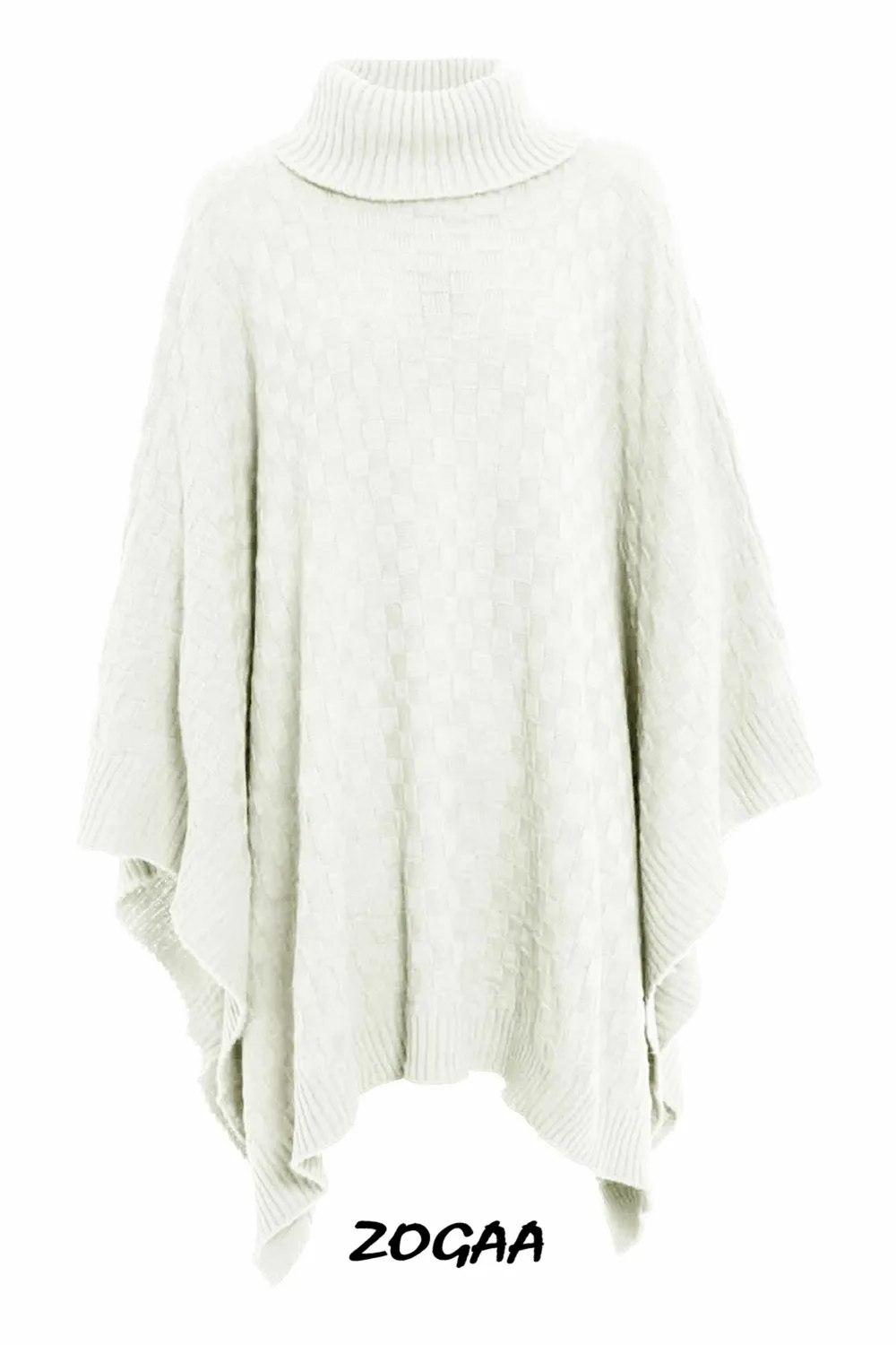 

ZOGAA Womens Shawls Ladies Grid Knitted Wrap Polo Cowl Turtle Neck Poncho Jumper Cape