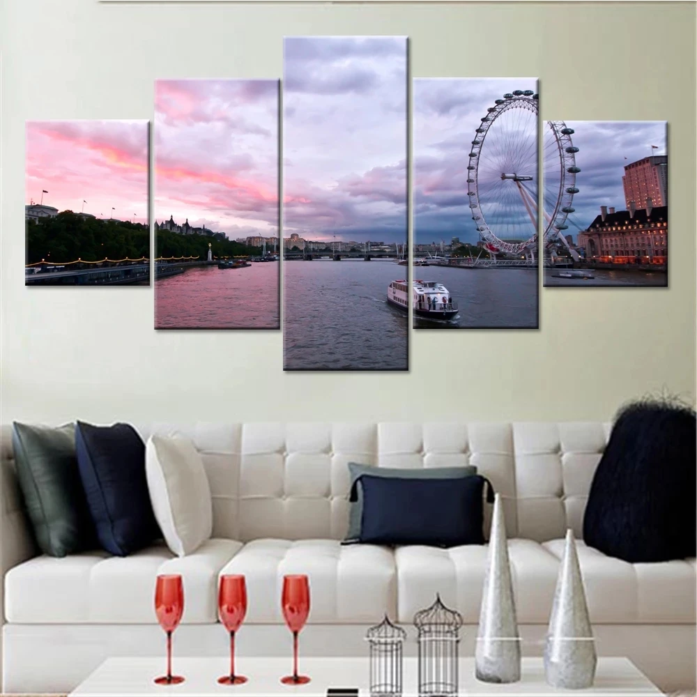 

Modern Decoration Canvas Art Prints Home Living Room Modular London Eye Maximum Ferris Wheel Wall Pictures Hd Framework Painting