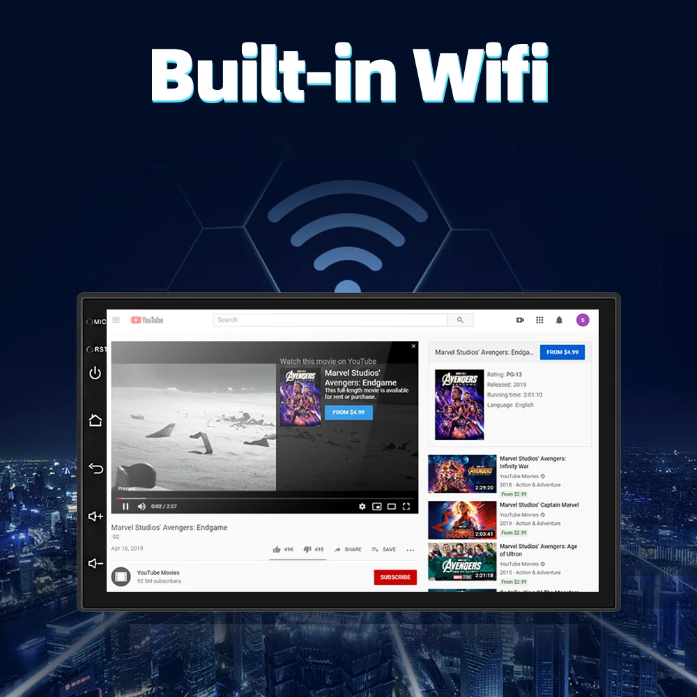 $64.20 One DIN 9/10 Inch Car Stereo Radio Android 9.0 DSP FM 1080P Quad-Core GPS Navigation Car Radio Player for Universal Auto Camera