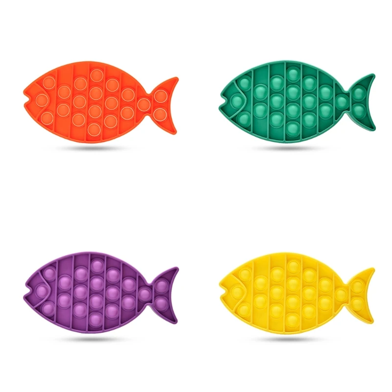 

Fish Shape Push-Pop Bubble Fidget Sensory Toy, Silicone Squeeze Sensory Toy Autism Special Needs Anxiety Stress Reliever H055
