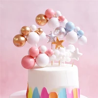 cute multicolor ball cake topper baby shower anniversary baking supplies balloon cloud happy birthday party decoration