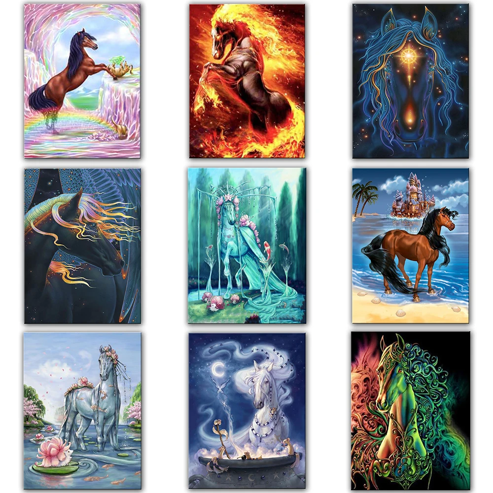 

New 5D Diamond Painting Kit Paint Cartoon Color horse Full 3D Square&Round embroidery mosaic Cross stitch Home Decor