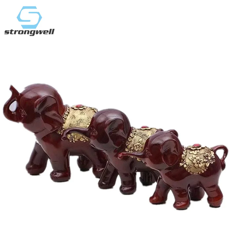 

Strongwell Southeast Asia Lucky Elephant Sculpture Resin Fengshui Crafts Three Elephant Family Ornaments Home Decoration Gift