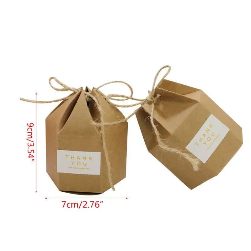 50 шт./упак. подарочные коробки из крафт бумаги шестигранная упаковочная коробка с