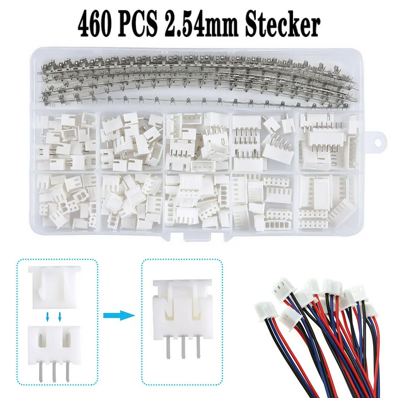 

460pcs 2.54mm 2 3 4 5 6 Pin Crimp Plugs Wire Cable Connector Set Compatible With JST XH Connector Lighting Accessories