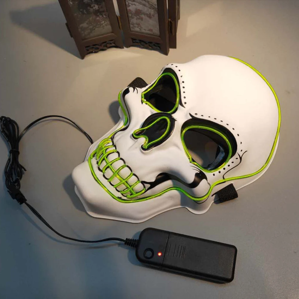 

Led Mask Halloween Glowing in Dark Scary Skull EL Cold Light Fluorescent Masquerade Mask Festival Cosplay Costume Party Props