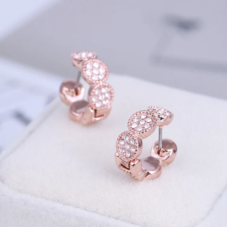 

Fashion ring geometric stitching full diamond exquisite ear hoop earrings