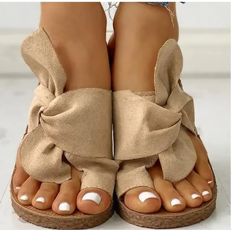 2021 Sandalias casuales Sandalias con hebilla de tobillo abierto para mujer Plataforma delantera abierta Zapatos de moda con laz