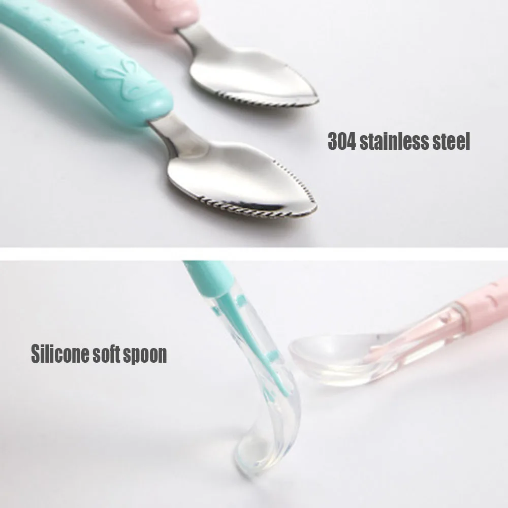 

Baby Fruit Scraping Scoop Baby Scraping Apple Puree Stainless Steel Dredging Scoop Double-headed Soft Scoop Food Supplement Tool