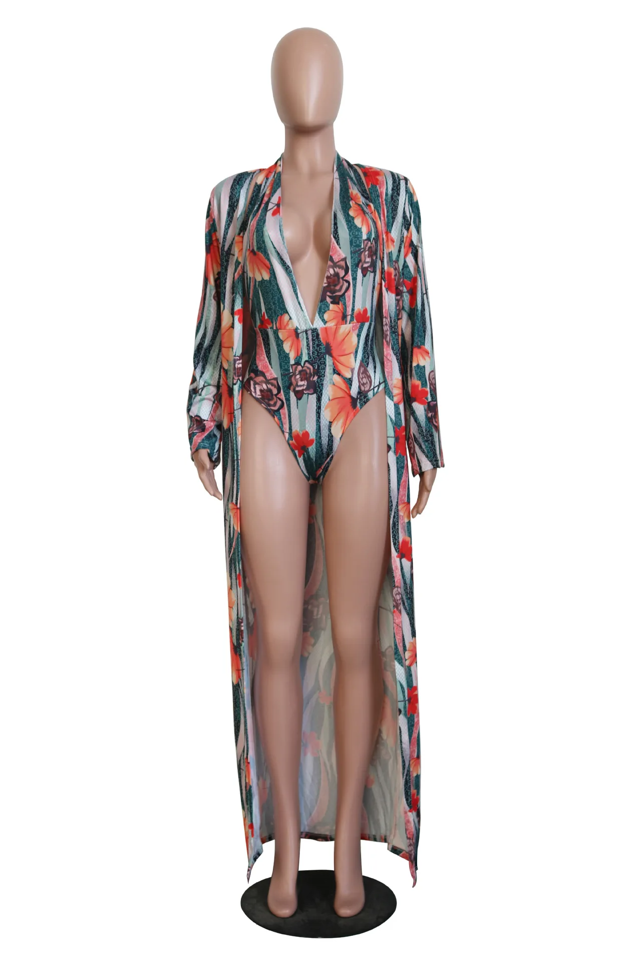 

2021 Swimsuit Fashion Casual One-Piece Printed Cloak Bikini Split Swimsuit