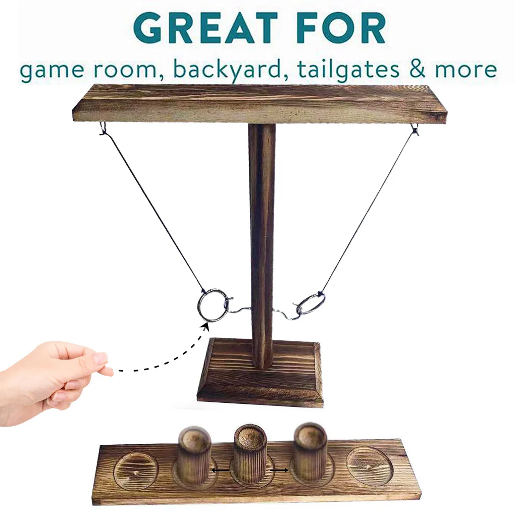 

NEW Party toys Leisure Industrial Style Bar Drink Shop Handmade Wooden Ring Toss Hooks Fast-paced Interactive Game For Bars Home