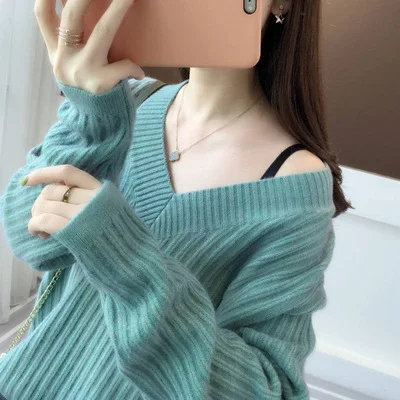 

Autumn Winter Knitted Pullovers For Women Fashion Jumpers 2021 New Warm Pullover Ladies Casual Tops Knit Pink Yellow Green