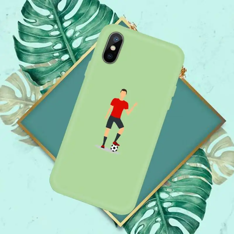 

Fire Football Soccer ball shell Phone Case Candy Color for iPhone 6 7 8 11 12 s mini pro X XS XR MAX Plus