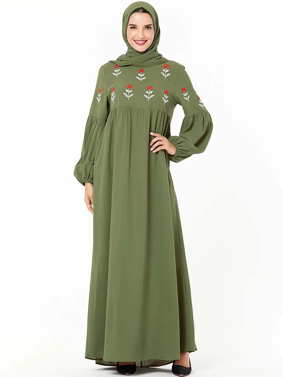 Мусульманское вечернее платье длинное бархатное мусульманское с вышивкой для