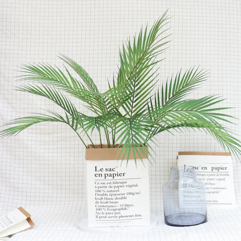 Plastic Artificial Palm Leaf Plant Tropical Fake Green Leaves Home Decoration For Rome Decor | Дом и сад