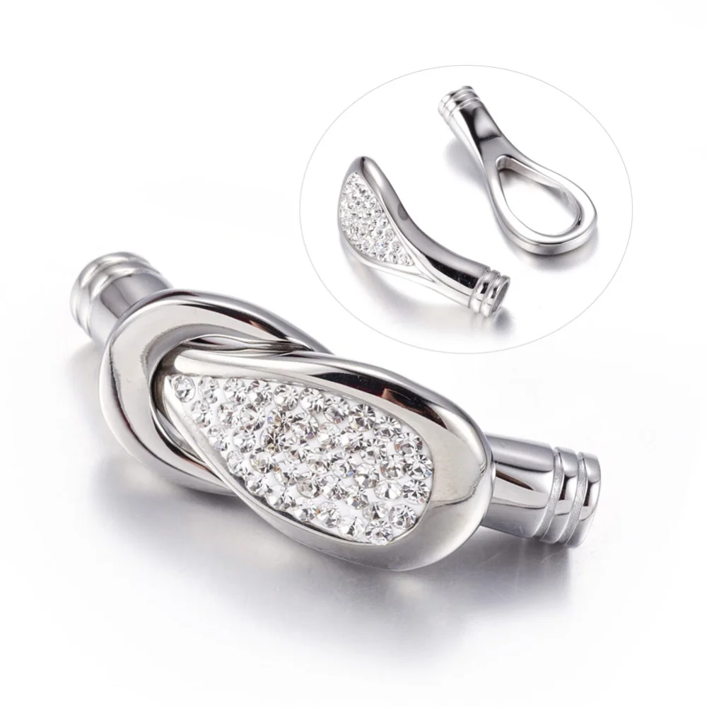 

Pandahall 8 Set Stainless Steel Magnetic Clasps, with Polymer Clay Rhinestone Beads, Stainless Steel Color, 43x15x5mm, Hole: 5mm