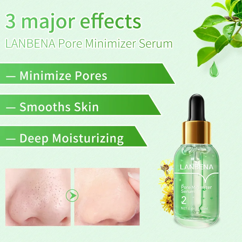 

LANBENA Pore Minimizer Serum Skin Care Shrink Pores Peeling Acne Treatment Refining Essence Deep Cleaning Smooth Relieve Dryness