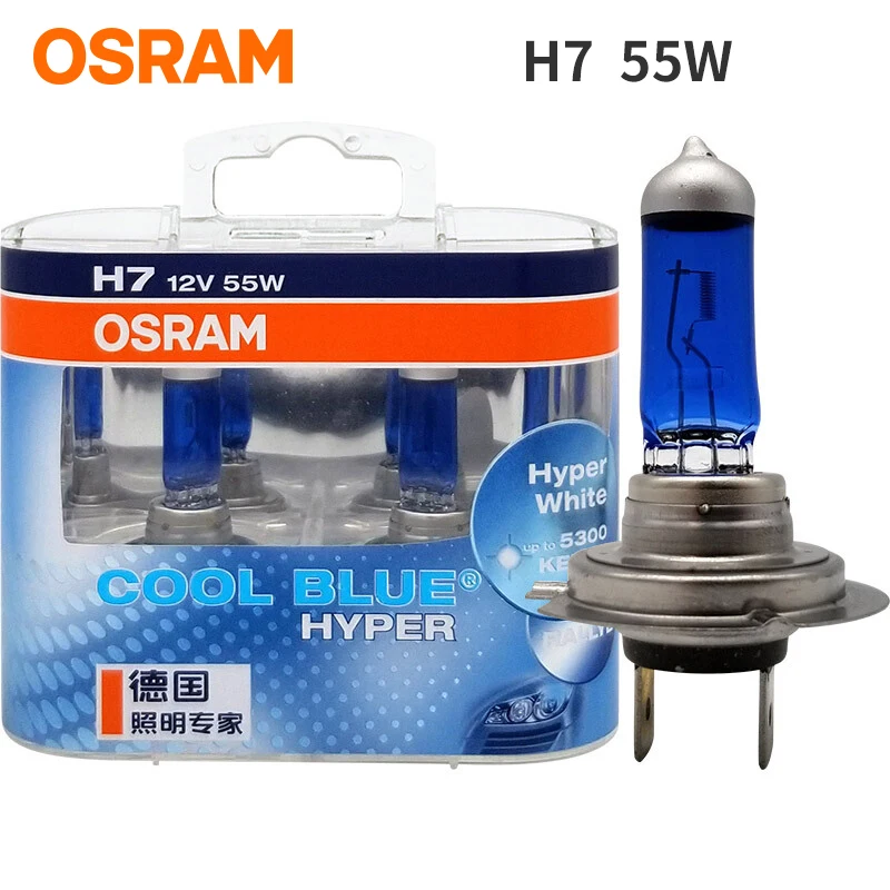 Osram автомобильный головной светильник H7 H1 H4 галогенный автомобильный головной светильник 5300K белый светильник 12 В 55 Вт для Honda Buick Volkswagen Golf Cool Blue Hyper - Испускаемый цвет: H7-62210CBH