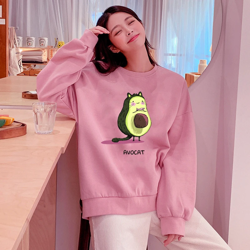 Авокадо Харадзюку толстовки Розовая Одежда Женская негабаритная Толстовка Kawaii