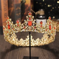baroque bride wedding crown headdress gold colors metal crystal circle tiaras hair jewelry queen king diadem head ornaments