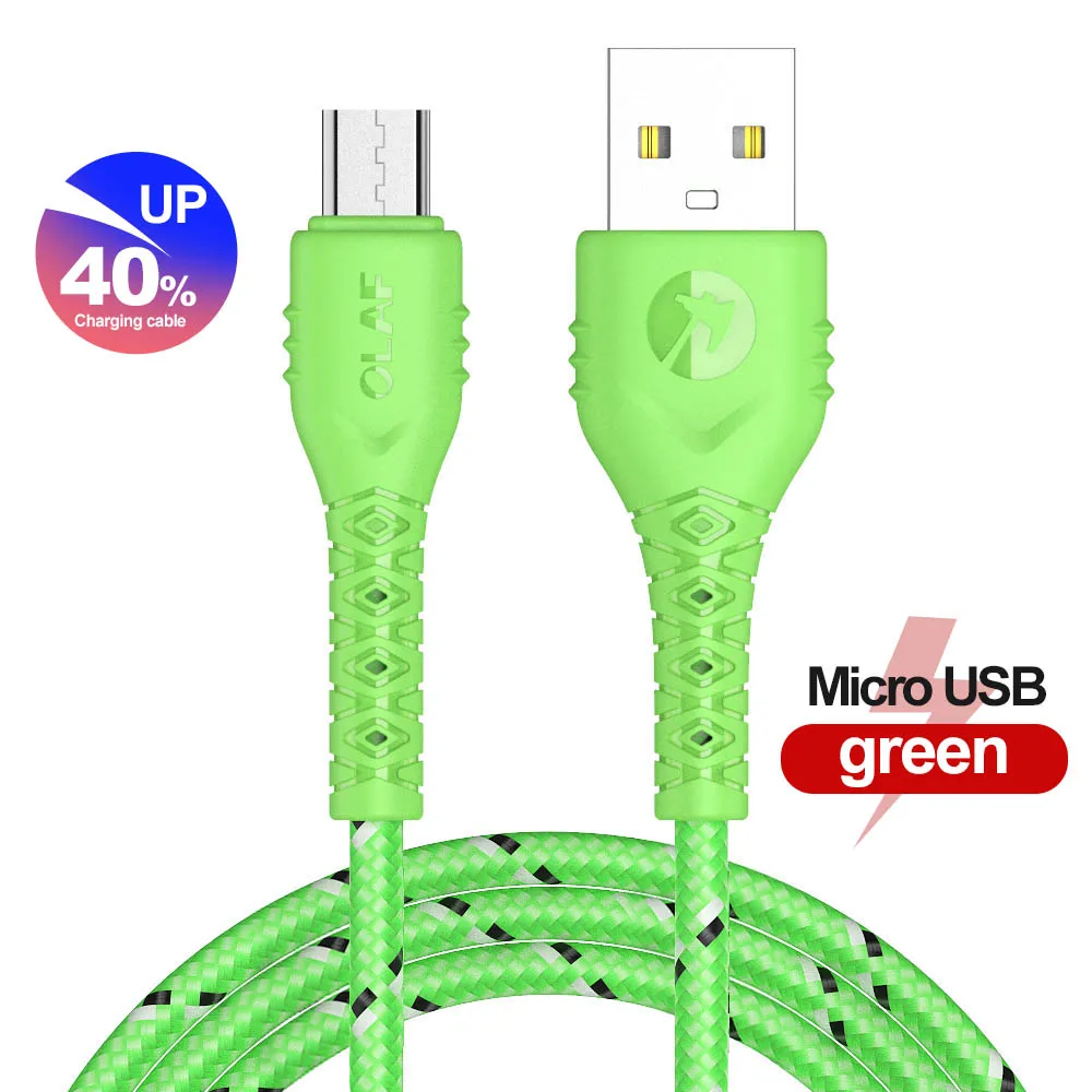 Олаф 2.4A Быстрая Зарядка Micro USB кабель для samsung S7 J7 кабель для мобильного телефона для Xiaomi Redmi note 6Pro кабели передачи данных - Цвет: Green